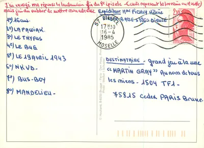 Cigarrinha sobre margarida — texto impresso 'Resta tu mesmo!' — Houtland / Schuster — Verso