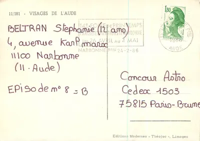 Twarze Aude — 11/181 — Wydawca: Wydawnictwo Modernes « Théojac », Limoges — Rewers