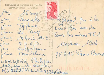 Bilhete postal moderno Cores e Luz da França Chambly (Oise) O Castelo — Verso