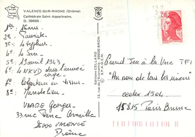 Katedra św. Appolinary — Valence-sur-Rhône (Drôme) — Wydawnictwo CELLARD — Rewers