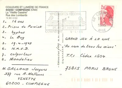 Ulica Lombardów — Compiègne — Wydawnictwo Artystyczne Yvon — Rewers