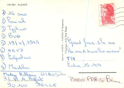Koenigsbourg, Barr, Strasbourg, Niederbronn, Colmar, Wissembourg — Souvenir d'Alsace — Wydawca: L’Imprimeur de l’Europe, Pierron, 57 — Rewers