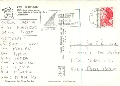 Brest — Wieża Motte Tanguy — XVII wiek — Wydawnictwo Bretanii — Rewers