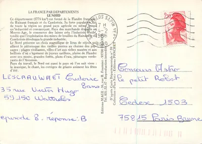 Het Noorden — Antieke ansichtkaart met uitzicht op Dunkerque, Lille, Douai, enz. — Uitgaven PONCHET, n°59 — Achterkant