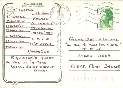 Grenoble — Zimowy teleferyk Bastille — Drukarnia Cigogne — Rewers