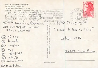 NANCY Cidade do Rei Stanislas — Editor Estel, série n°16 — Verso