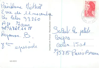 Scena zimowa z karetą — Wesołych Świąt — Wydane w Francji — Rewers