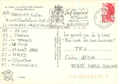 Le Cheylard — Vivarais — Éditions J. Cellard — Verso