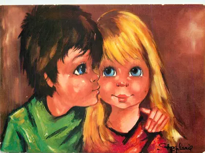 Dois crianças — pintura a óleo — Stephanio
