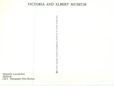 Salmonby, Lincolnshire — mittelalterliche Kirche mit Schieferdachspitztürme — Victoria and Albert Museum, Serie CH.4 — Rückseite