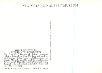 Grupo de seis azulejos com decoração impressa — Museu Victoria and Albert — Verso