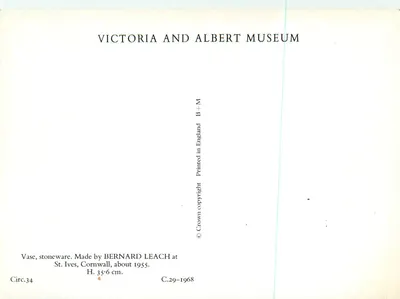Vaso de grés — Bernard Leach — Victoria and Albert Museum — Verso