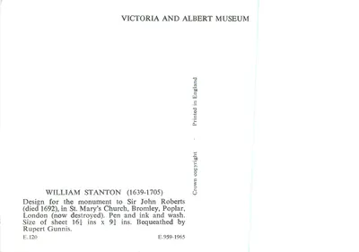 Denkmal für Sir John Roberts — Entwurf von William Stanton — Victoria and Albert Museum — Rückseite