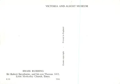 Sir Robert Swynborne e seu filho Thomas — 1412 — Victoria and Albert Museum, série E.93 — Verso