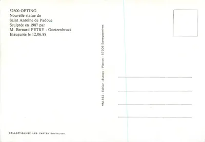 Oeting — Estátua de Santo Antônio de Padua — Edição « Europe » — Verso