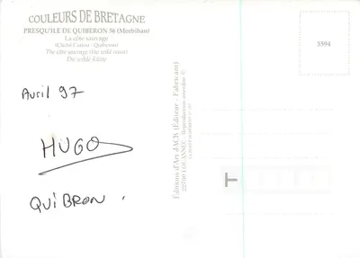 La costa salvaje de Quiberon — Ediciones d'Art JACK, n° 3594 — Reverso