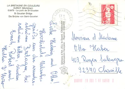 Auray — Le pont de St-Goustan — Éditions d'Art JO'S — Verso