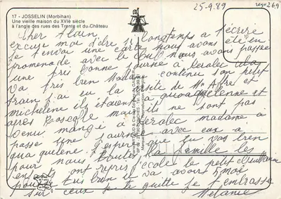 Josselin (Morbihan) — Stara domowa z XVI wieku na rogu ulic Trente i Château — Éditions du GABTER — Rewers