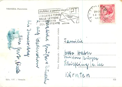 Wenecja - panorama — Veneria - panorama, wyd. V.F. - Wenecja, nr 103 — Rewers