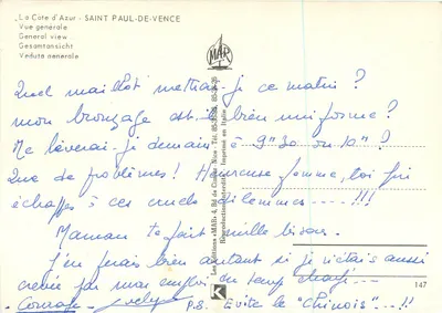 Saint-Paul-de-Vence — Widok ogólny — Wydawnictwo MAR, nr 147 — Rewers