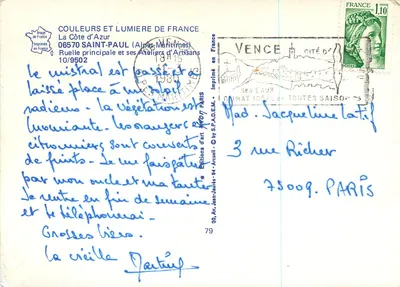 Główna uliczka w Saint-Paul-de-Vence — wydawca S.P.A.D.E.M. nr 79 — Rewers