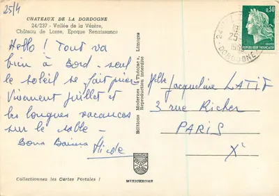 Château de Losse — Vallée de la Vézère — Éditeur IRIS — Verso