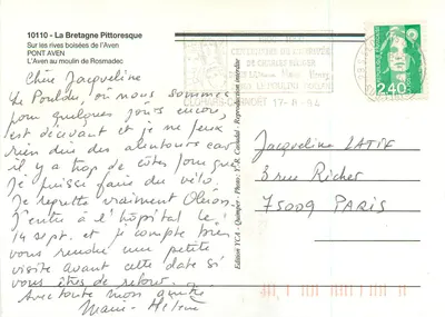 Pont-Aven — Widok młyna Rosmadec — Wydanie YCA - Quimper — Rewers