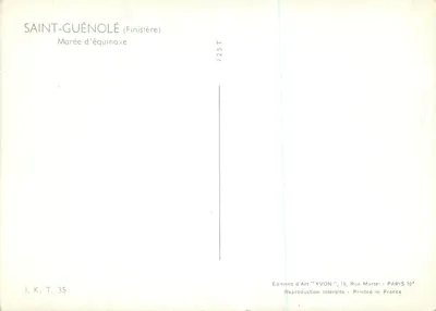 Saint-Guénolé (Finistère) — Przypływ równonocny — Wydawnictwo Sztuki 'YVON', Paryż — Rewers