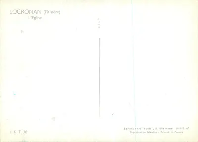 Locronan (Finistère) — A Igreja — Edições de Arte YVON — Verso