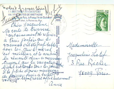 Côtes de Bretagne — 4 widoki wybrzeżowe — wydawca MEXICHRÔME, nr MX 1115 — Rewers