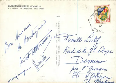 Cléden-Cap-Sizun (Finistère) — Ponta de Brezellec, lado Oeste — COMBIER IMP. MACON — Verso