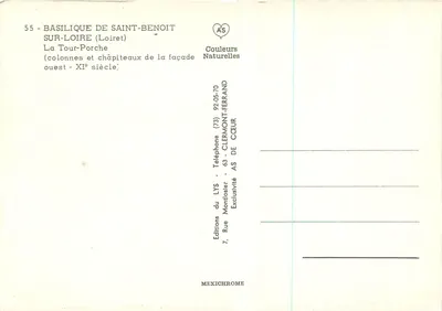 Basílica de São Benedito sobre o Loire — Torre-Porche (colunas e capitéis da fachada oeste - século XI) — Edições do LYS — Verso