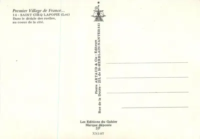 Saint-Cirq-Lapopie (Lot) — Primeiro Village da França — Les Éditions du Gabier — Verso