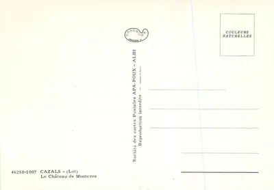 O Castelo de Montcera — Lot — editor APA-POUX — Verso