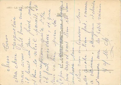 O Vale de Saire — Carta postal turística com vista do farol de Gatteville, castelo de Tourlaville, Cherbourg e Barfleur — Verso