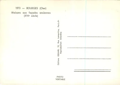 Bourges (Cher) — Dom z dawną fasadą (XVI wiek) — Wydawnictwo GEHAIR — Rewers