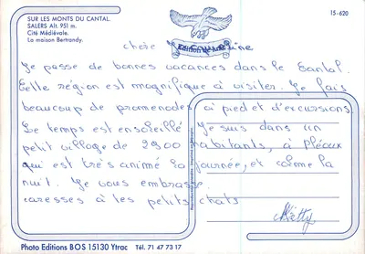Salers — Cidade Medieval, casa Bertrand — Edição de Jureline — Verso