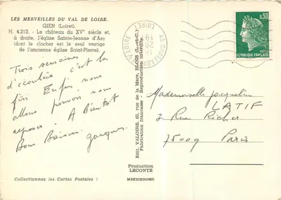 Gien (Loiret) — Zamek z XV wieku i kościoł św. Jeanne d'Arc — Wydawca Valoire, nr H.4.212 — Rewers