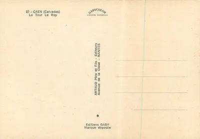 Caen — Wieża Le Roy — wydawca Gabycolor, nr 82 — Rewers