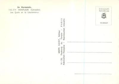 Honfleur — Les Quais et la Lieutenancie — GREFF, S.E.R.P. Éditeur — Rewers