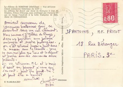 Castelo de Suscinio — Morbihan — Impressor Combiére — Verso