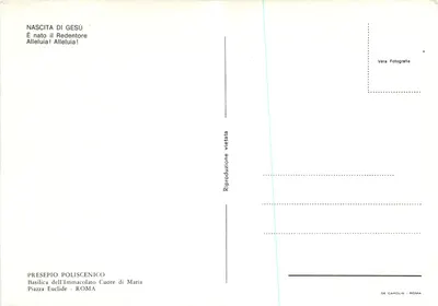 Natividade — cena de presépio — DE CAROLIS - ROMA — Verso