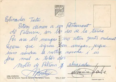 Torres de Serrano — Valência — Edições Arribas — Verso