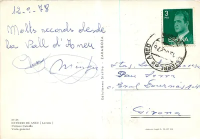 Esterri d'Aneu — Vista geral — Ediciones Sicilia, n° 85 — Verso