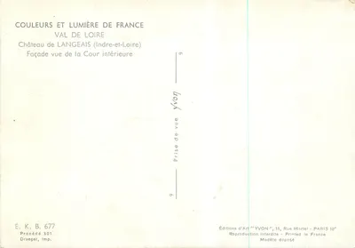 Castelo de Langeais — Facha vista da Cour intérieure — Éditions d'Art YVON — Verso