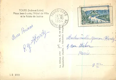 Tours (Indre-et-Loire) — Plac Jean-Jourès i Ratusz — Wydawnictwo Sztuki, nr I.B 3012 — Rewers