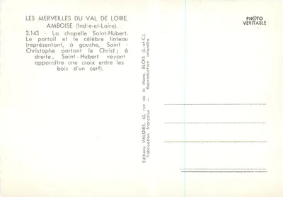 A capela Saint-Hubert em Amboise — portal e famosos lintéis — Éditions Valoire — Verso