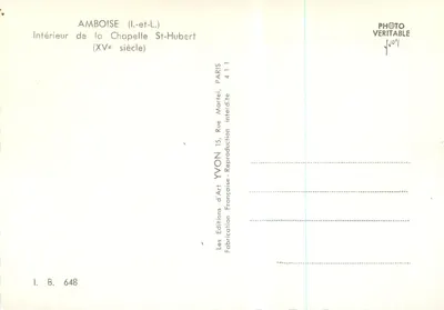 Amboise (l.-et-l.) — Wnętrze kaplicy św. Huberta (XV wiek) — Éditions d'Art Yvon, Paryż — Rewers