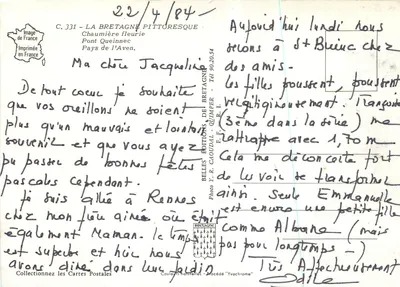 Chaumière z kwiatami — Pont-Queinnec — Wydawnictwo Y.R. Caoudal — Rewers