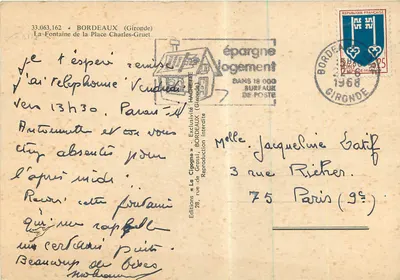 A Fonte da Praça Charles-Gruet — Bordeaux — Edições La Cigogne — Verso